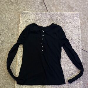Women's Black Long Sleeve Henley top